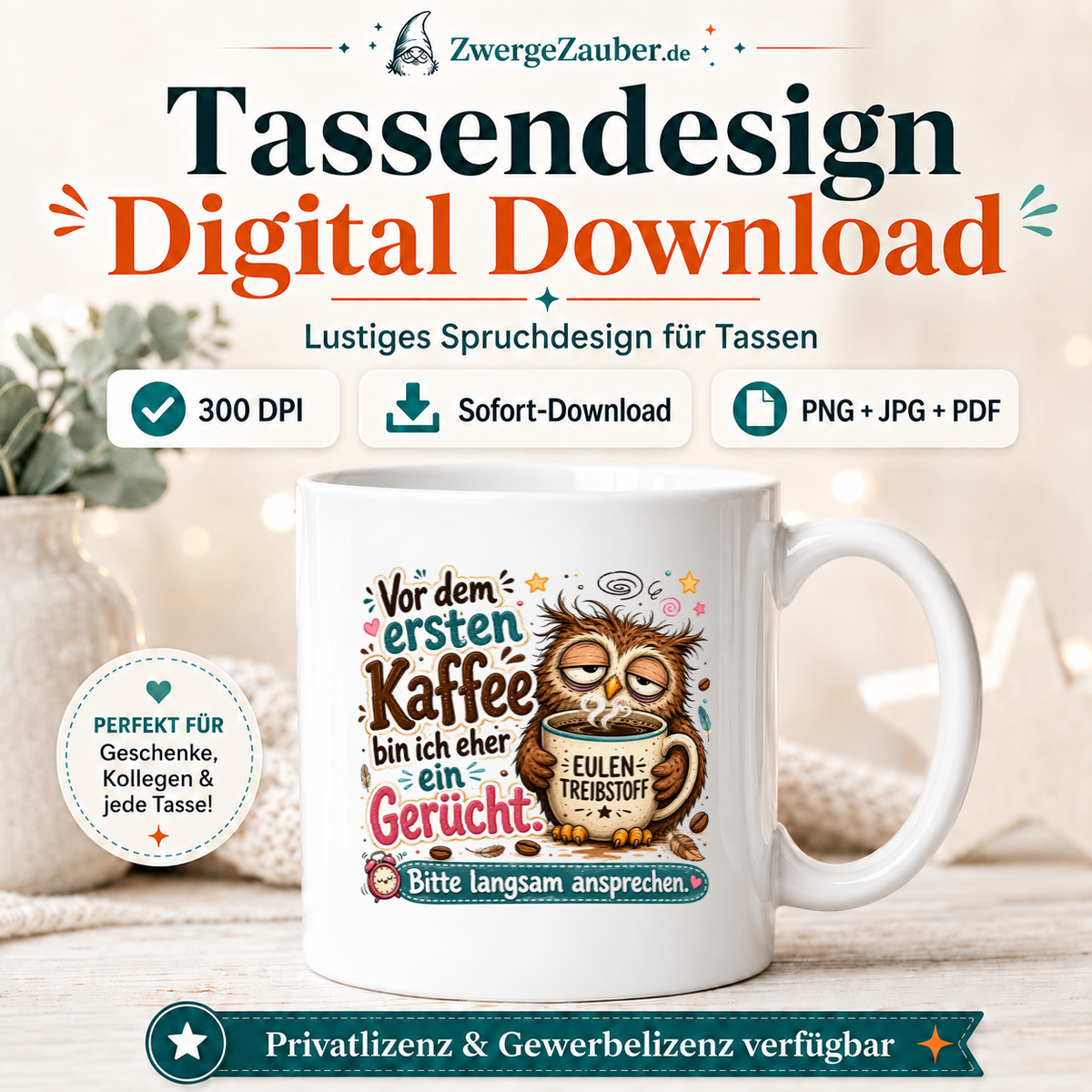 ZwergeZauber Tassendesign Vor dem ersten Kaffee bin ich ein Gerücht – Verkaufsbild 1