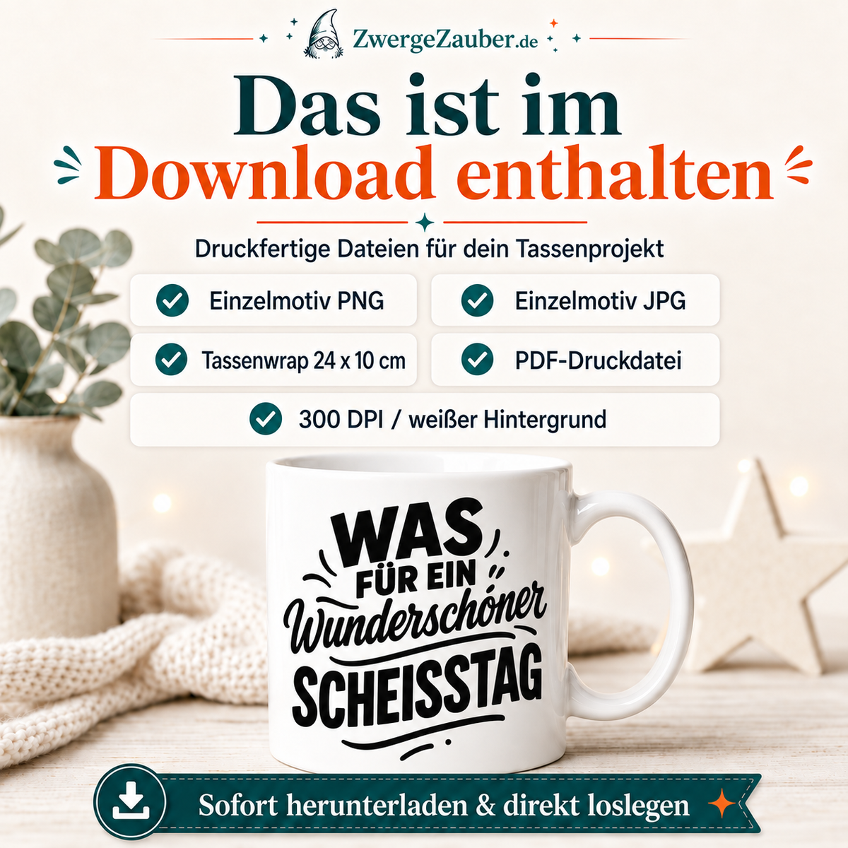ZwergeZauber Tassendesign Was für ein wunderschöner Scheisstag – Verkaufsbild 2
