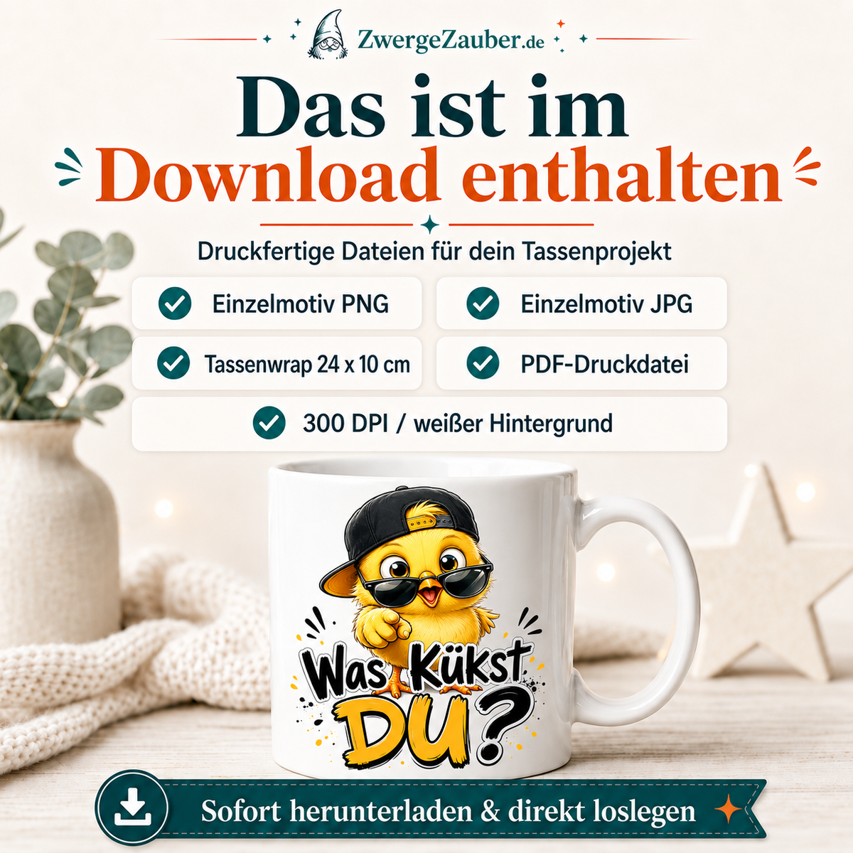 ZwergeZauber Tassendesign Was kükst du? – Verkaufsbild 2