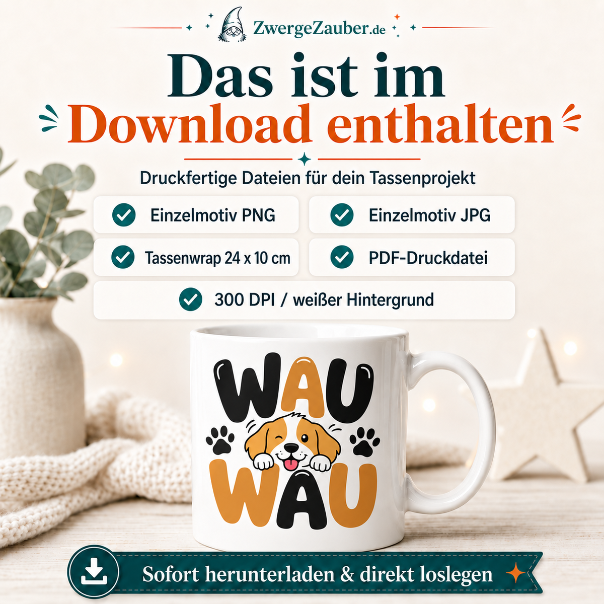 ZwergeZauber Tassendesign Wau Wau – Verkaufsbild 2