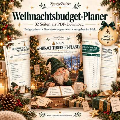 Weihnachtsbudget-Planer von ZwergeZauber mit 32 Seiten als PDF zum Planen von Budget, Geschenken und Weihnachtsausgaben