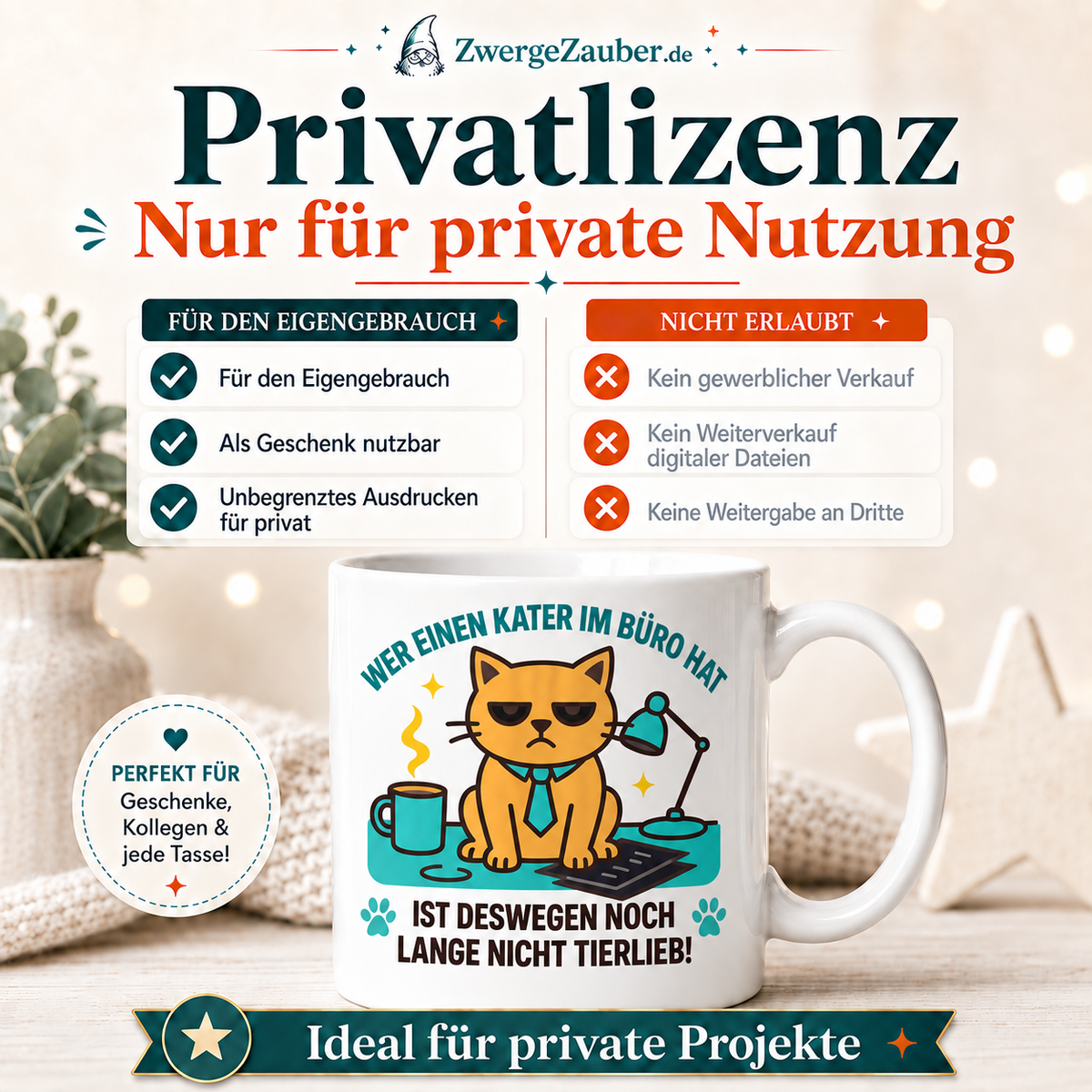 ZwergeZauber Tassendesign Wer einen Kater im Büro hat, ist deswegen noch lange nicht tierlieb! – Verkaufsbild 3