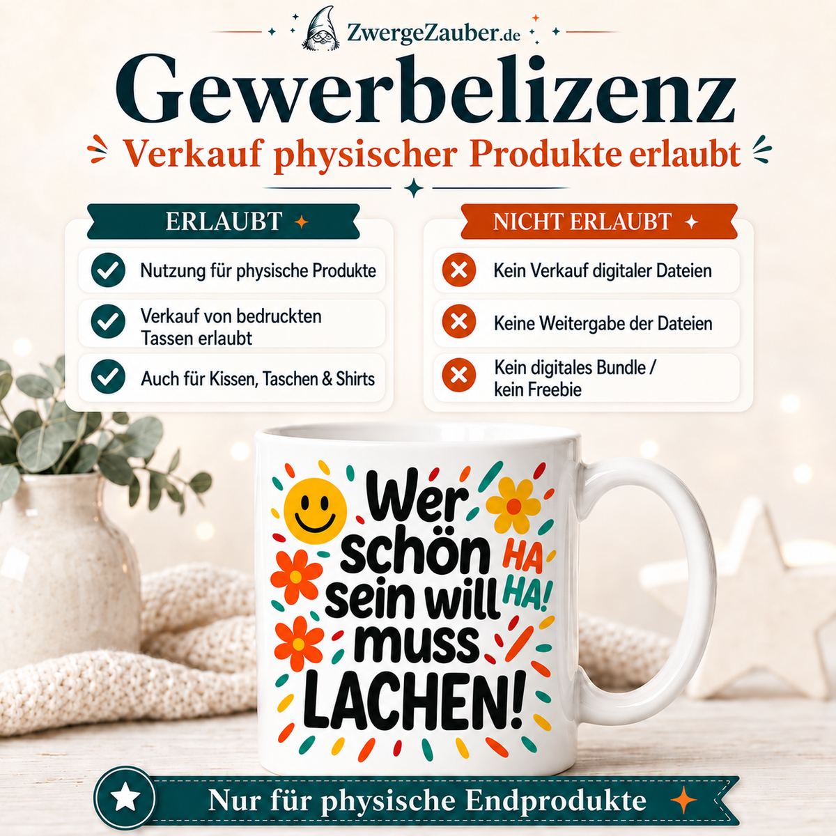 ZwergeZauber Tassendesign Wer schön sein will muss lachen!  – Verkaufsbild 2
