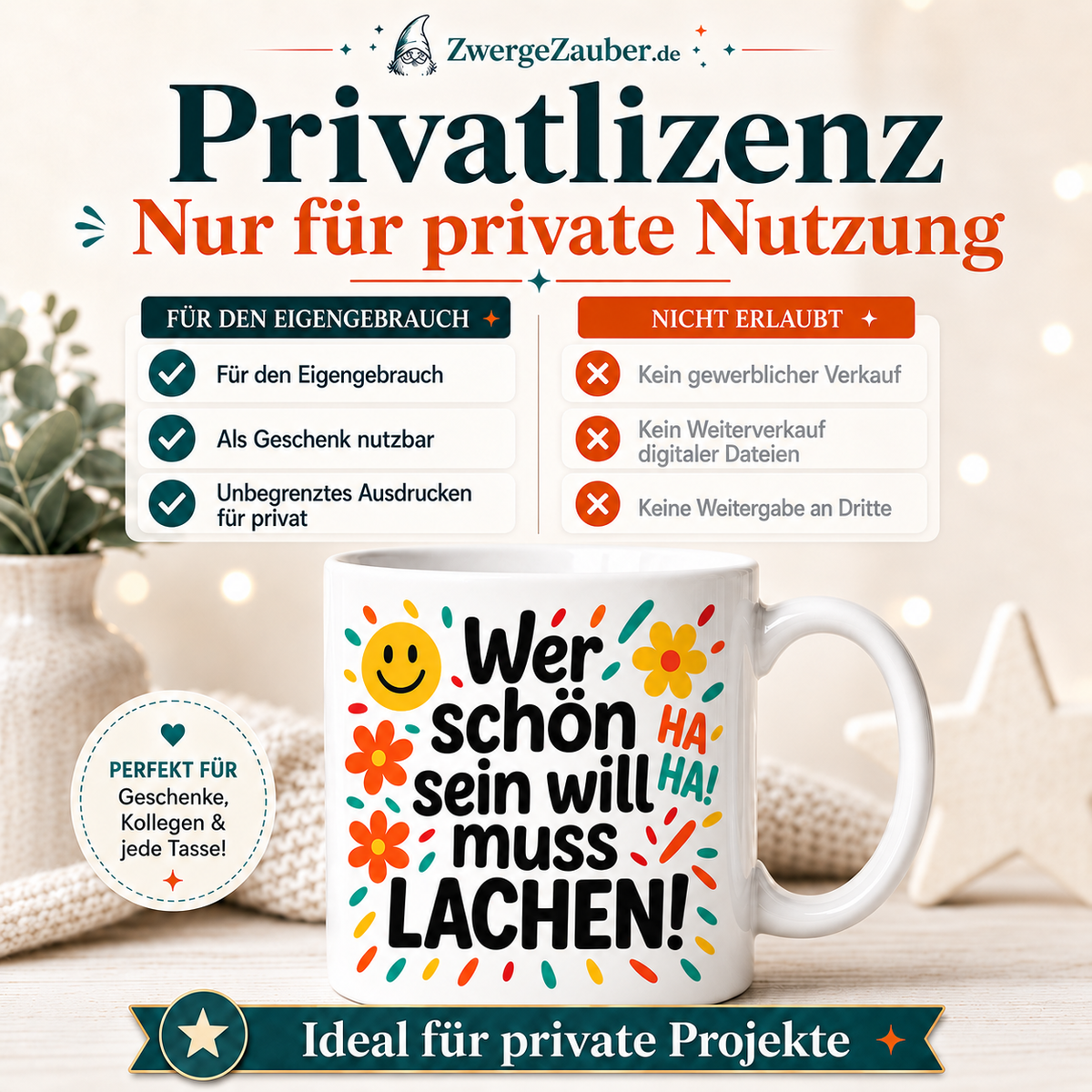 ZwergeZauber Tassendesign Wer schön sein will muss lachen!  – Verkaufsbild 3