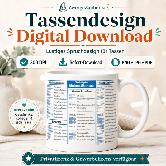 ZwergeZauber Tassendesign Windows Shortcuts Design – Verkaufsbild 1