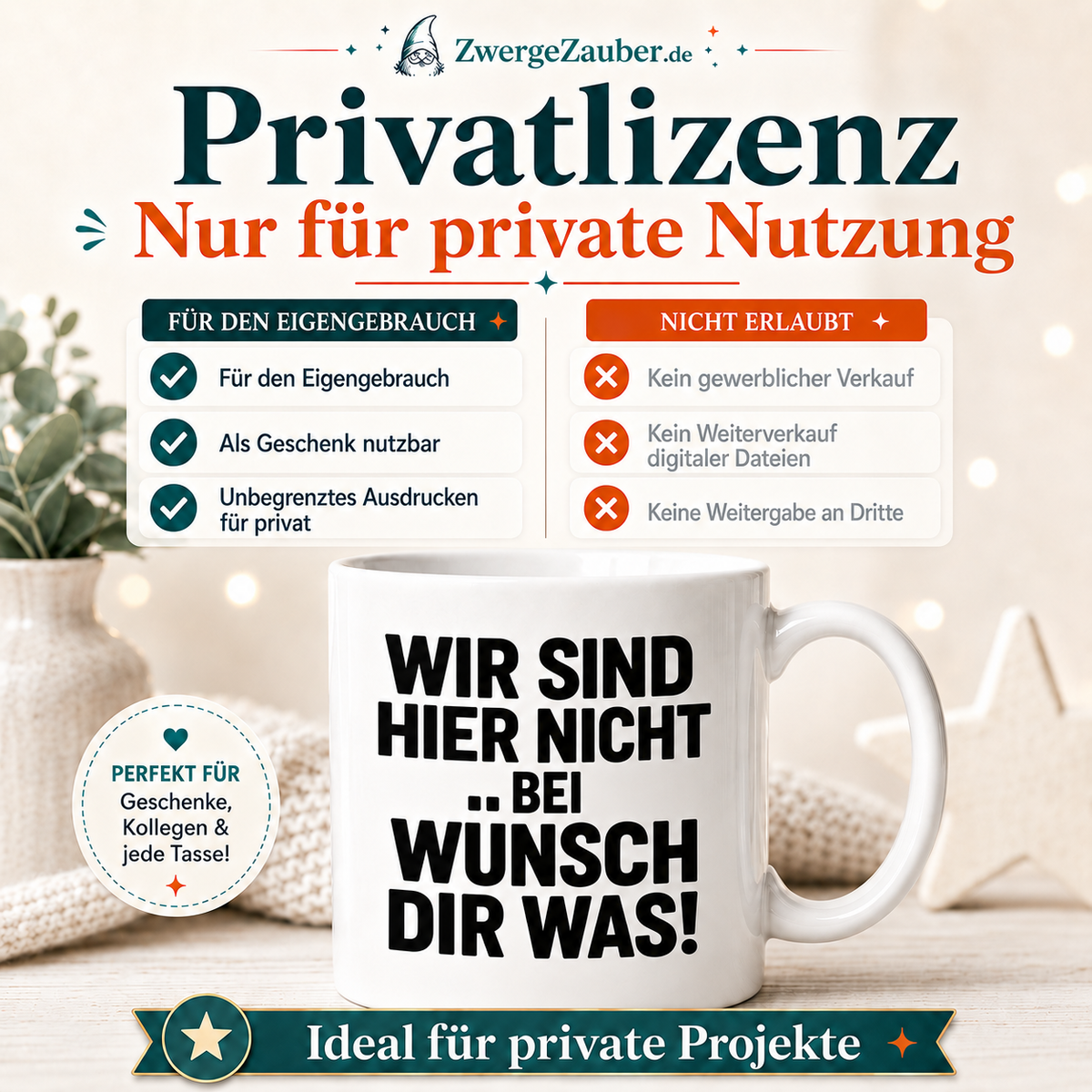 ZwergeZauber Tassendesign Wir sind hier nicht bei Wünsch dir was!  – Verkaufsbild 3