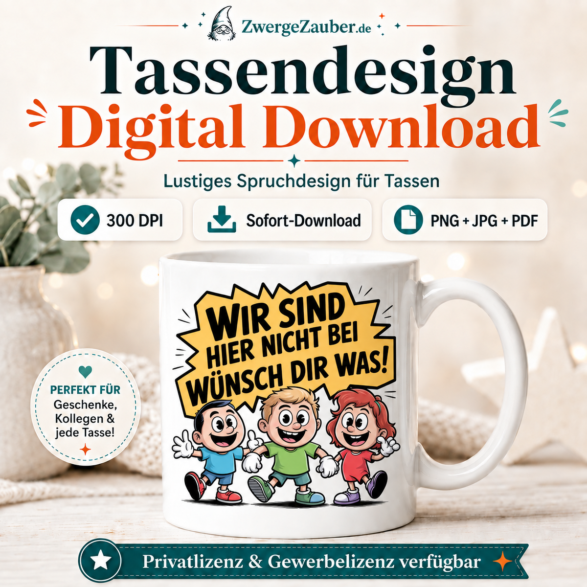 Wir sind hier nicht bei Wünsch dir was lustiges Tassendesign auf weißer Tasse