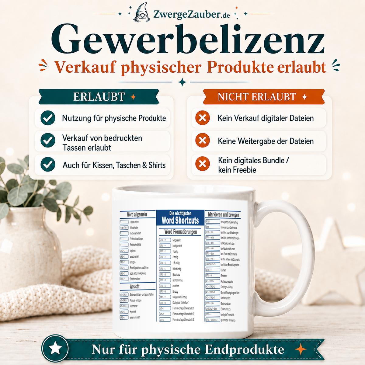 ZwergeZauber Tassendesign Word Shortcuts Design – Verkaufsbild 4