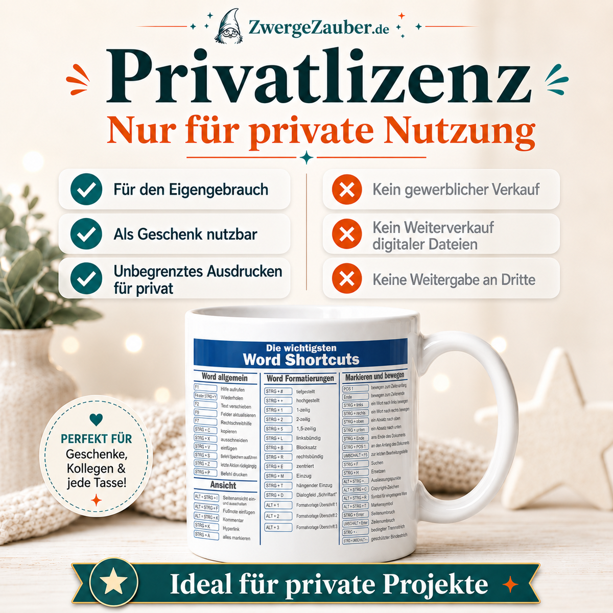ZwergeZauber Tassendesign Word Shortcuts Design – Verkaufsbild 3