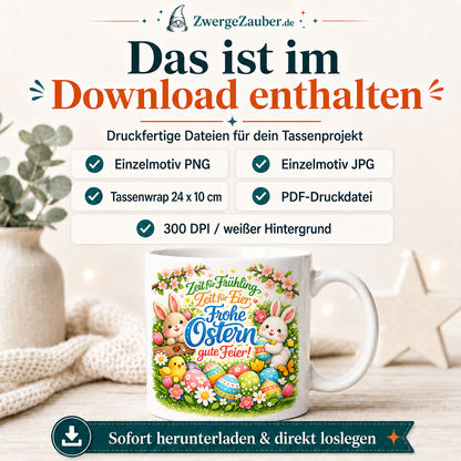 ZwergeZauber Tassendesign Zeit für Frühling - Frohe Ostern – Verkaufsbild 2
