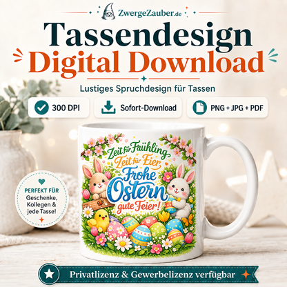 ZwergeZauber Tassendesign Zeit für Frühling - Frohe Ostern – Verkaufsbild 1