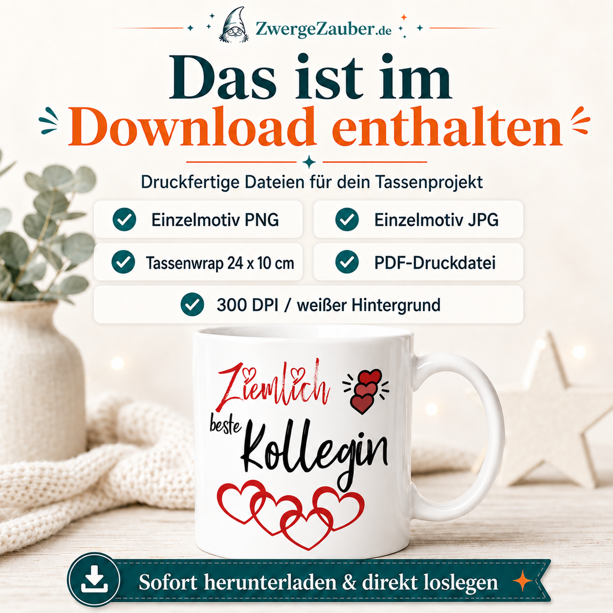 ZwergeZauber Tassendesign Ziemlich beste Kollegin – Verkaufsbild 2