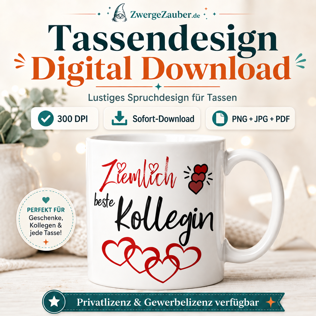 ZwergeZauber Tassendesign Ziemlich beste Kollegin – Verkaufsbild 1