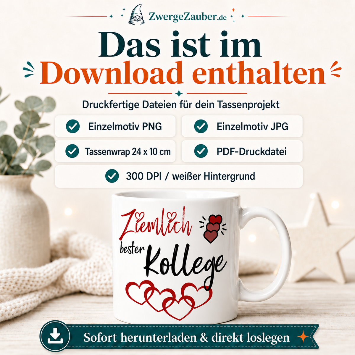 ZwergeZauber Tassendesign Ziemlich bester Kollege – Verkaufsbild 2
