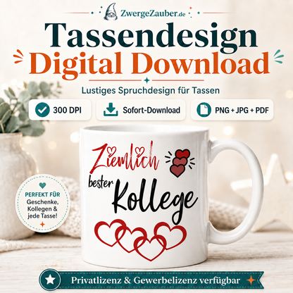 ZwergeZauber Tassendesign Ziemlich bester Kollege – Verkaufsbild 1