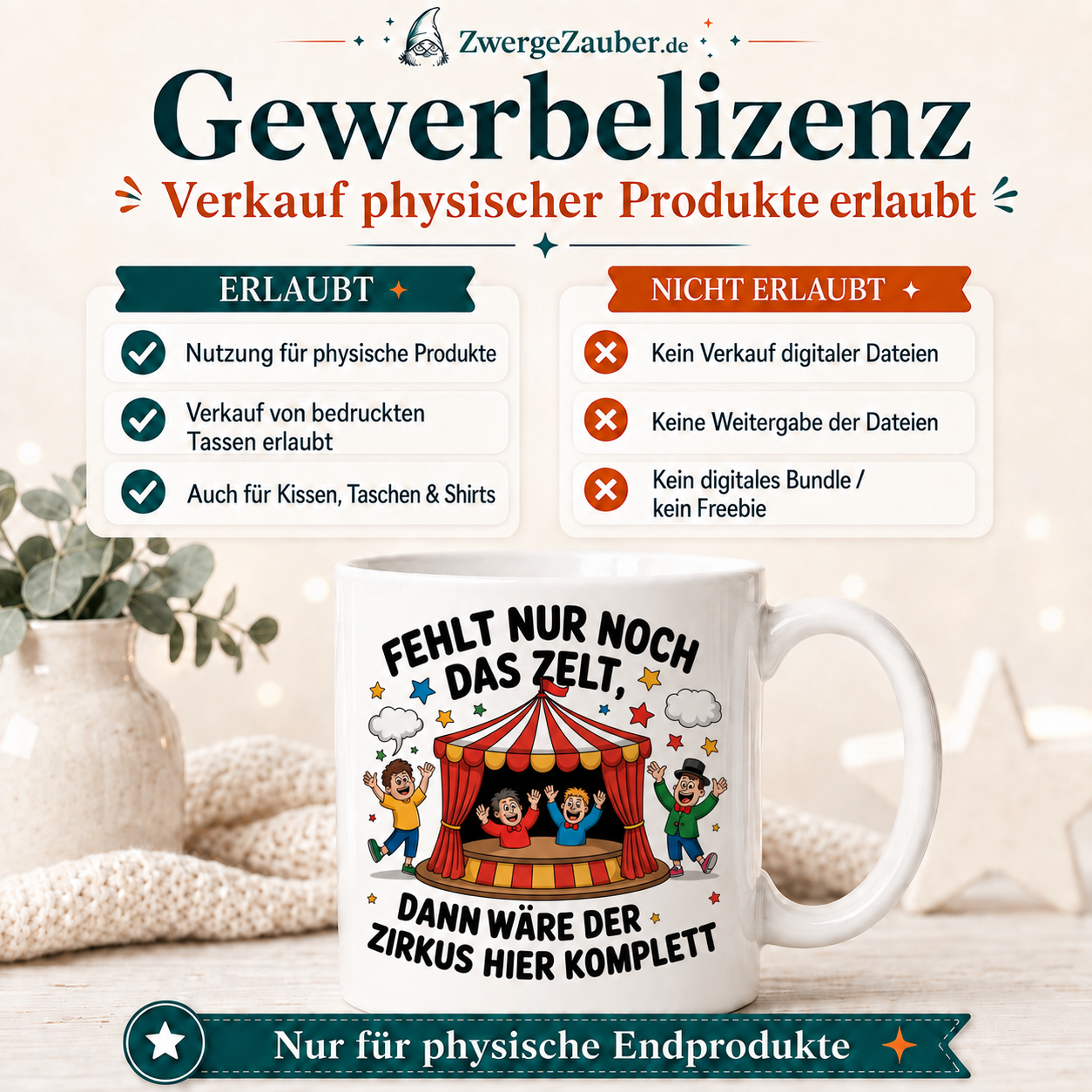 ZwergeZauber Tassendesign Fehlt nur noch das Zelt - lustiges Zirkus Tassendesign – Verkaufsbild 4