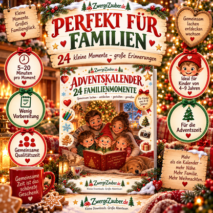 Familien-Adventskalender mit 24 gemeinsamen Aktivitäten für Kinder von 4 bis 9 Jahren und wenig Vorbereitung