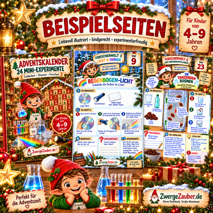 Beispielseiten aus dem Adventskalender 24 Mini-Experimente mit Licht-, Wasser- und Weihnachts-Experimenten für Kinder