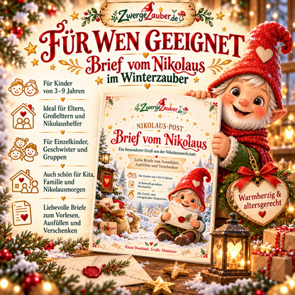 Nikolausbriefe zum Vorlesen und Verschenken für Kinder von 3 bis 9 Jahren, Geschwister und Kita-Gruppen – mit Zwicki von ZwergeZauber.