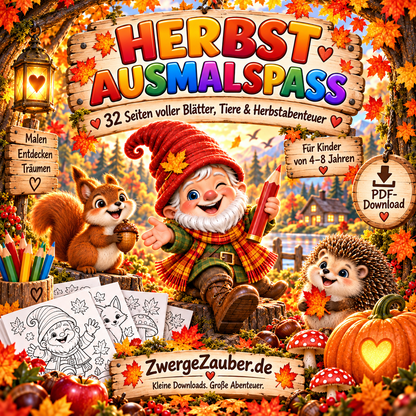 Herbst Ausmalspaß für Kinder von 4 bis 8 Jahren mit 32 Seiten, Zwicki, Waldtieren, Kürbissen und bunten Herbstmotiven