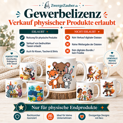 Gewerbelizenz für 22 Kinder Tassendesigns zum Verkauf bedruckter Tassen und anderer physischer Produkte