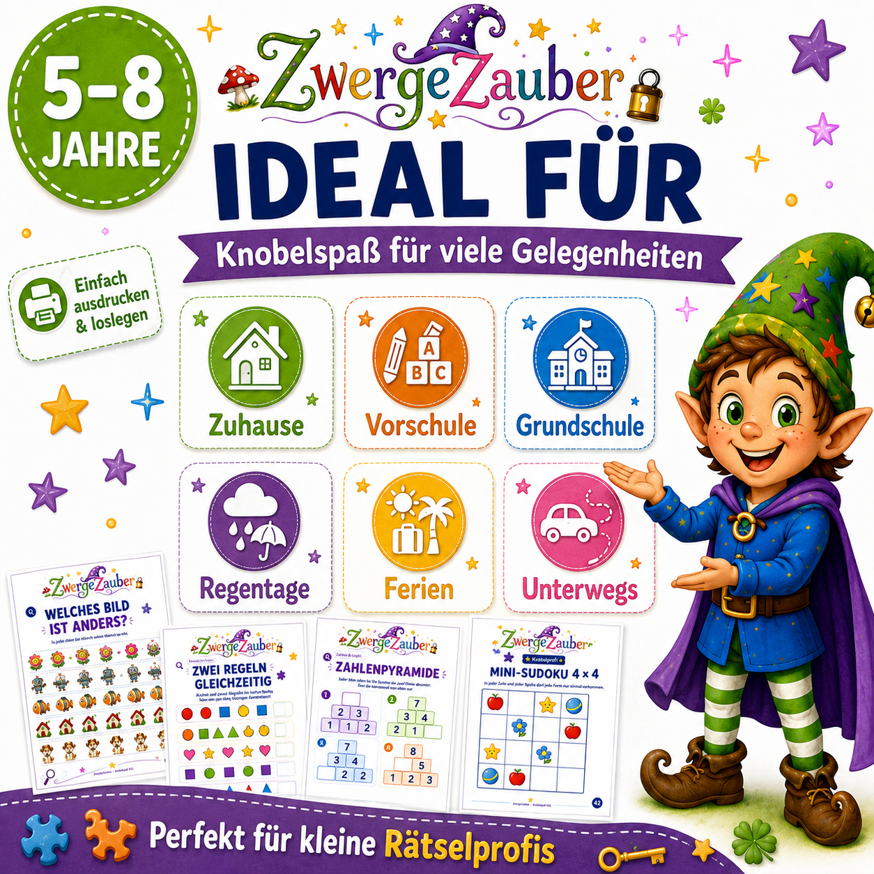 Knobelspaß XXL für Vorschule, Grundschule, Zuhause, Ferien und unterwegs – PDF zum Ausdrucken