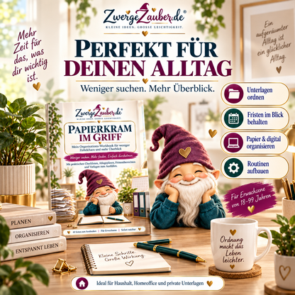 Papierkram im Griff für Haushalt und Homeoffice – Unterlagen ordnen, Fristen überblicken, digitale Dokumente organisieren und Routinen aufbauen.