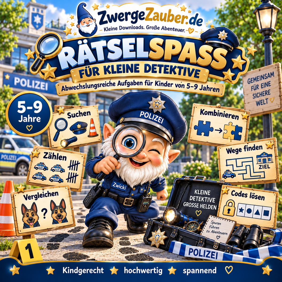 Rätselspaß für kleine Detektive mit Suchen, Zählen, Vergleichen, Labyrinthen und Codes für Kinder von 5 bis 9 Jahren