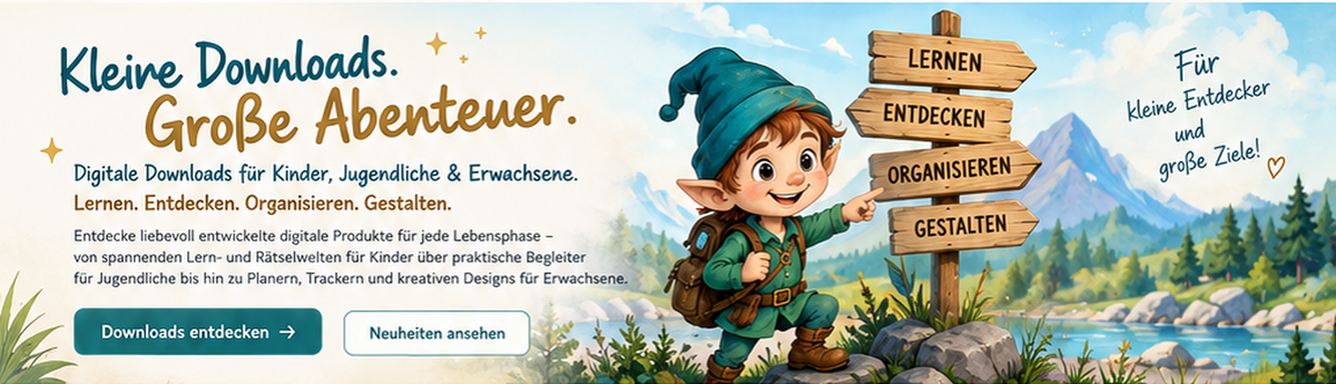 ZwergeZauber – digitale Downloads für Kinder, Jugendliche und Erwachsene mit Zwicki und den Themen Lernen, Entdecken, Organisieren und Gestalten
