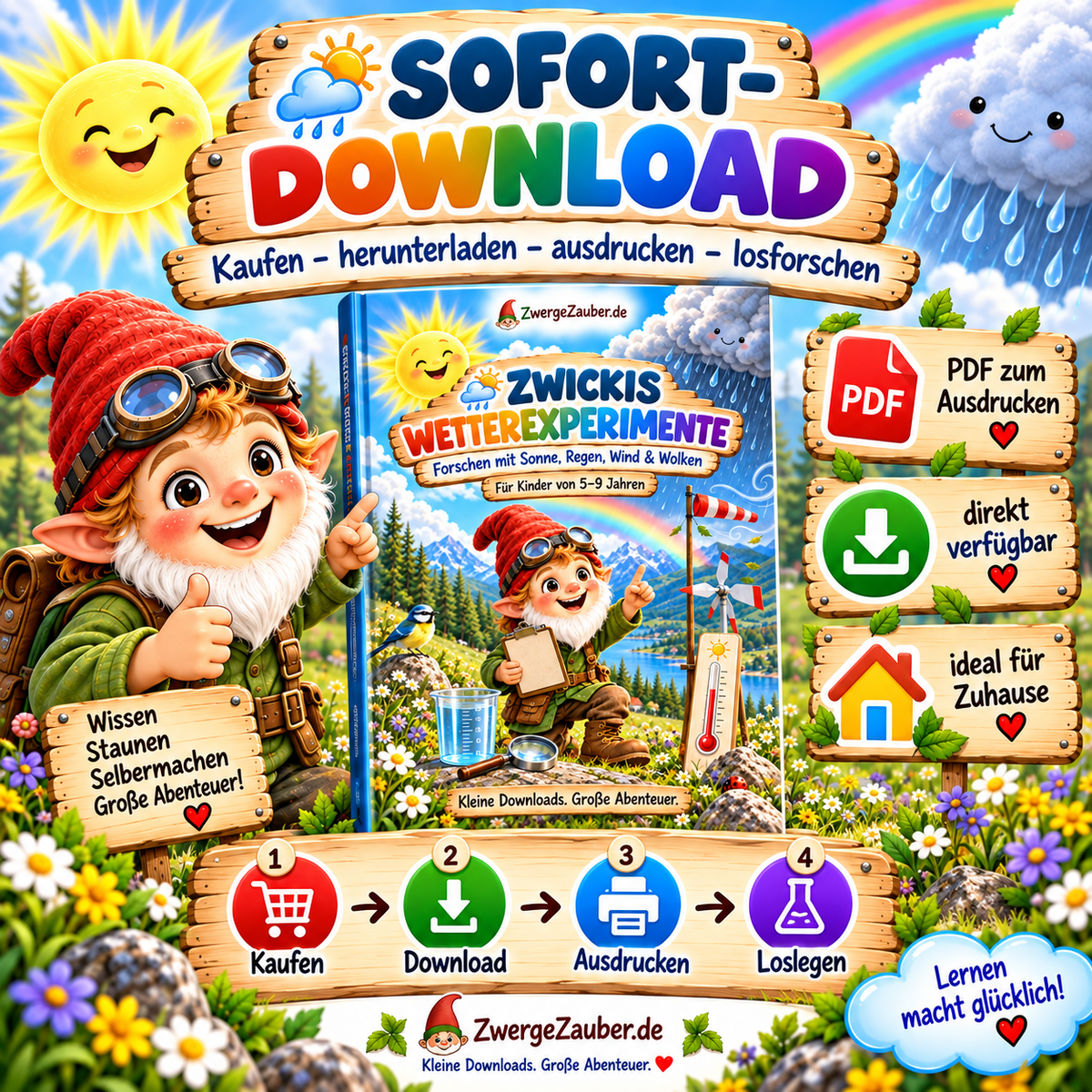 Zwickis Wetterexperimente als PDF Sofort-Download zum Ausdrucken für Kinder von 5 bis 9 Jahren