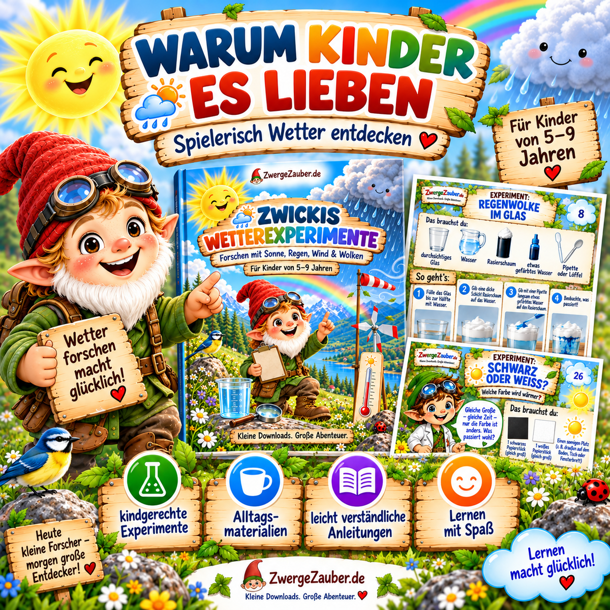 Wetterexperimente für Kinder mit kindgerechten Experimenten, Alltagsmaterialien, einfachen Anleitungen und spielerischem Lernen
